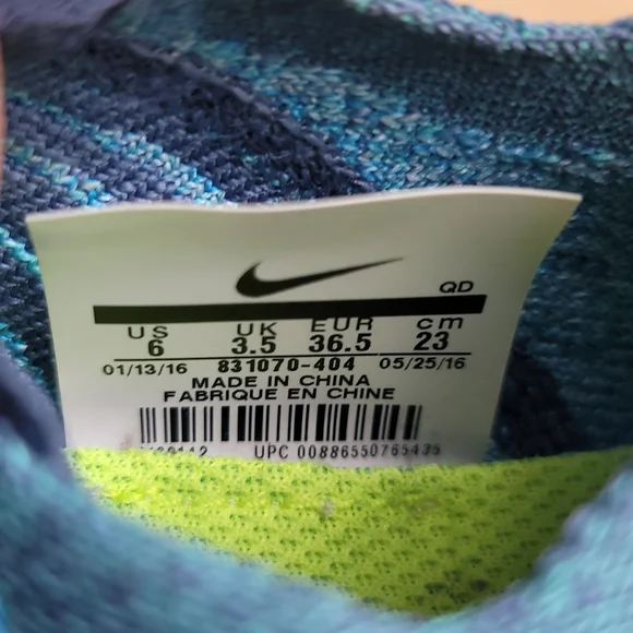 Nike Free RN Flyknit Women's 6 Running Shoes 831070-404 Blue White Ocean Fog - Picture 10 of 10